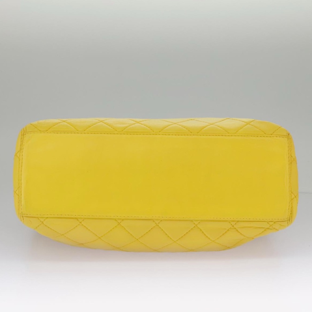 CHANEL Matelasse Hand Bag Lamb Skin Yellow - Picture 8 of 16